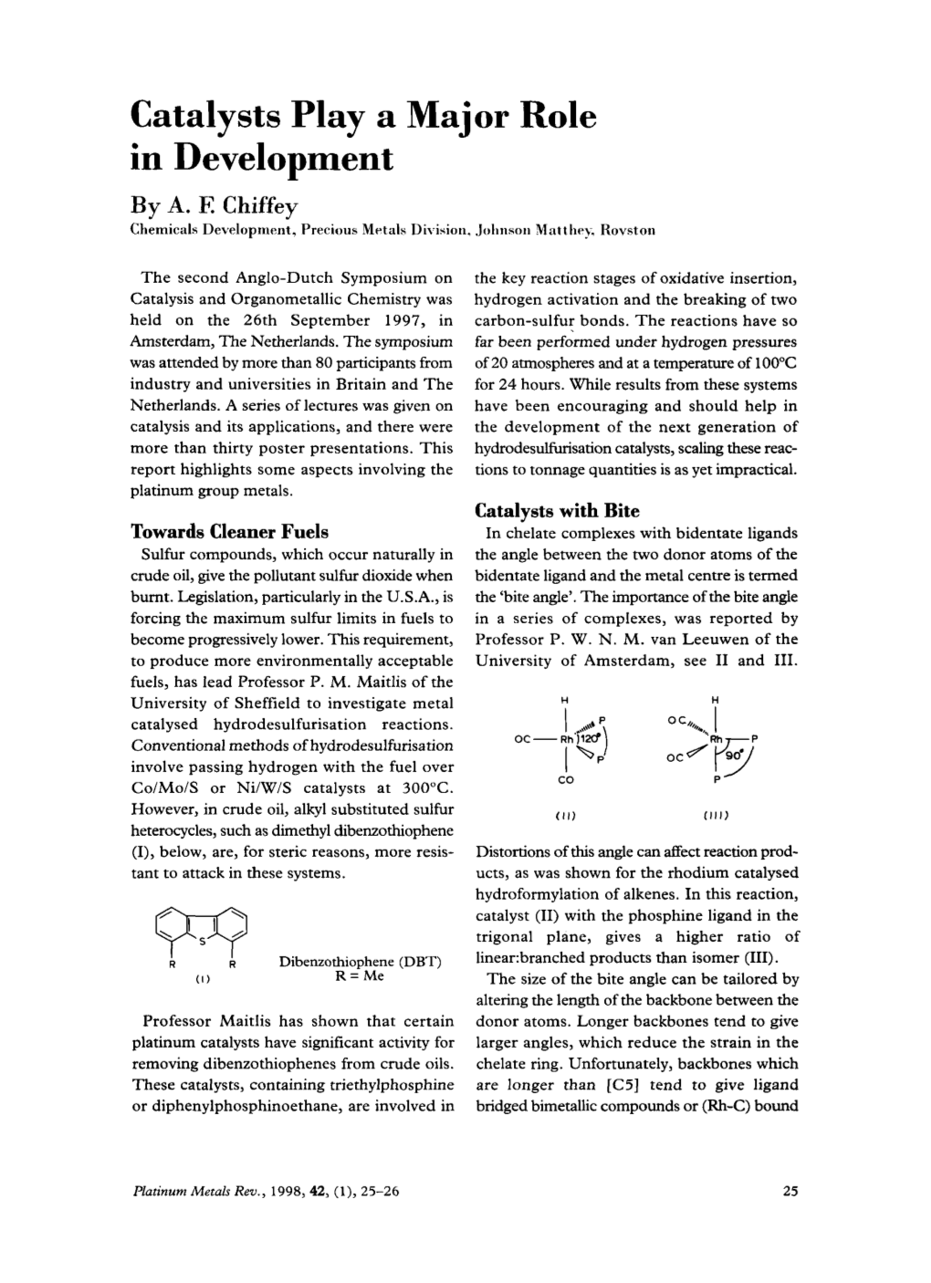 Catalysts Play a Major Role in Development by A