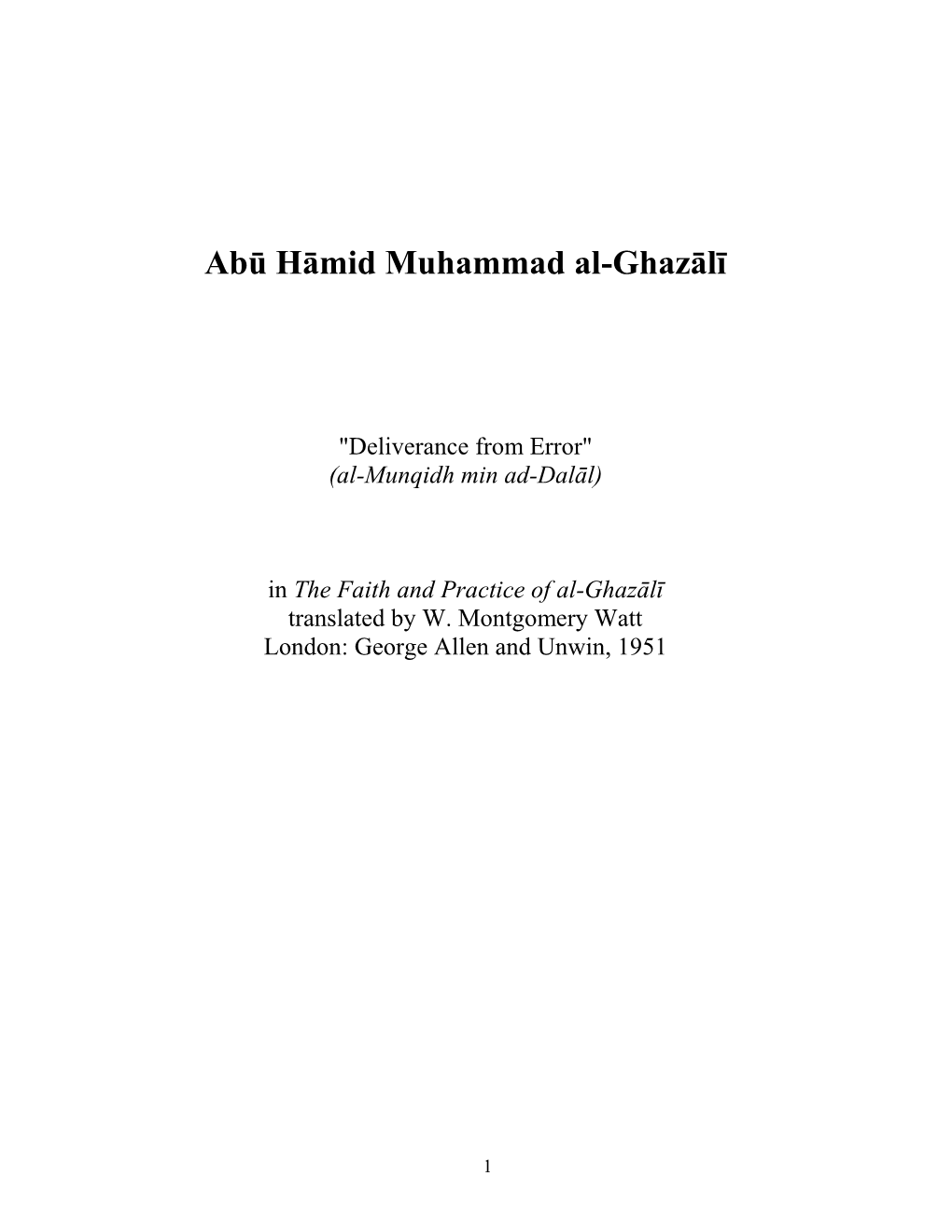 Abū Hāmid Muhammad Al-Ghazālī