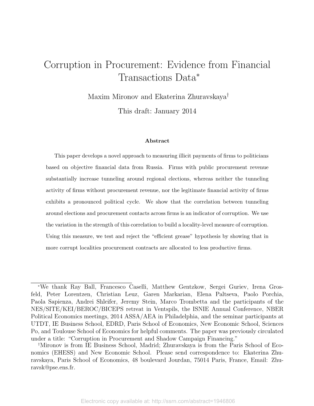 Corruption in Procurement: Evidence from Financial Transactions Data∗