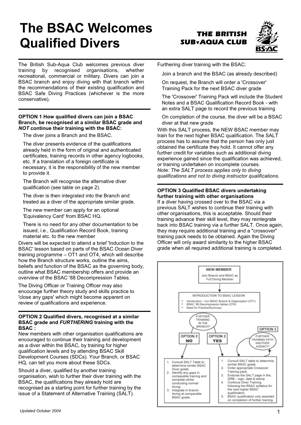 Commercial Diver Crossover to BSAC Recreational Diving