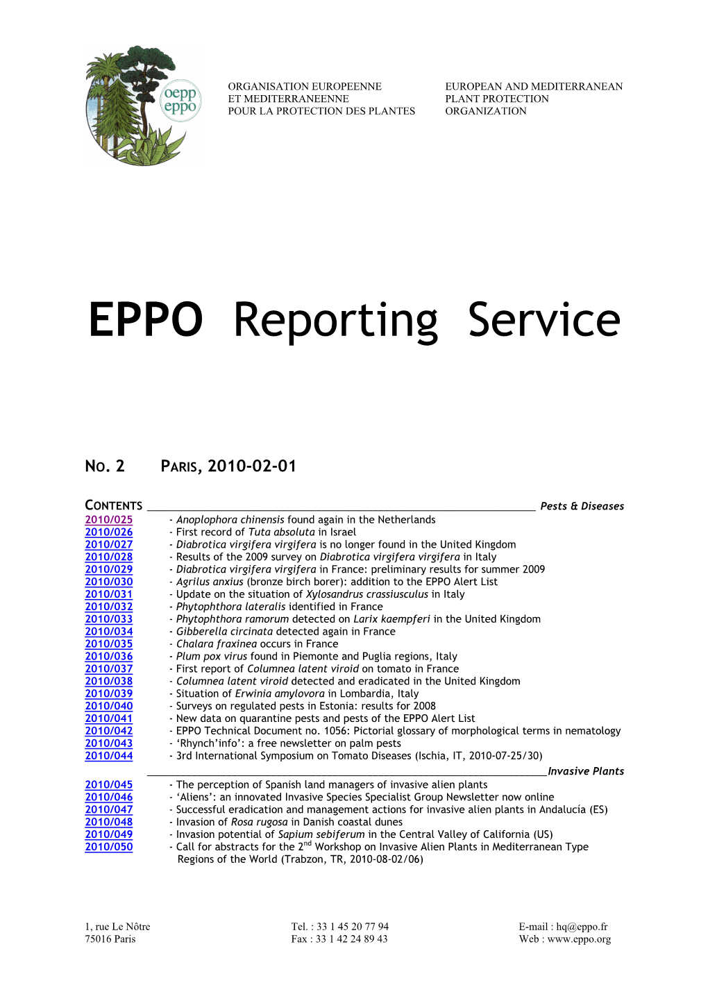 EPPO Reporting Service