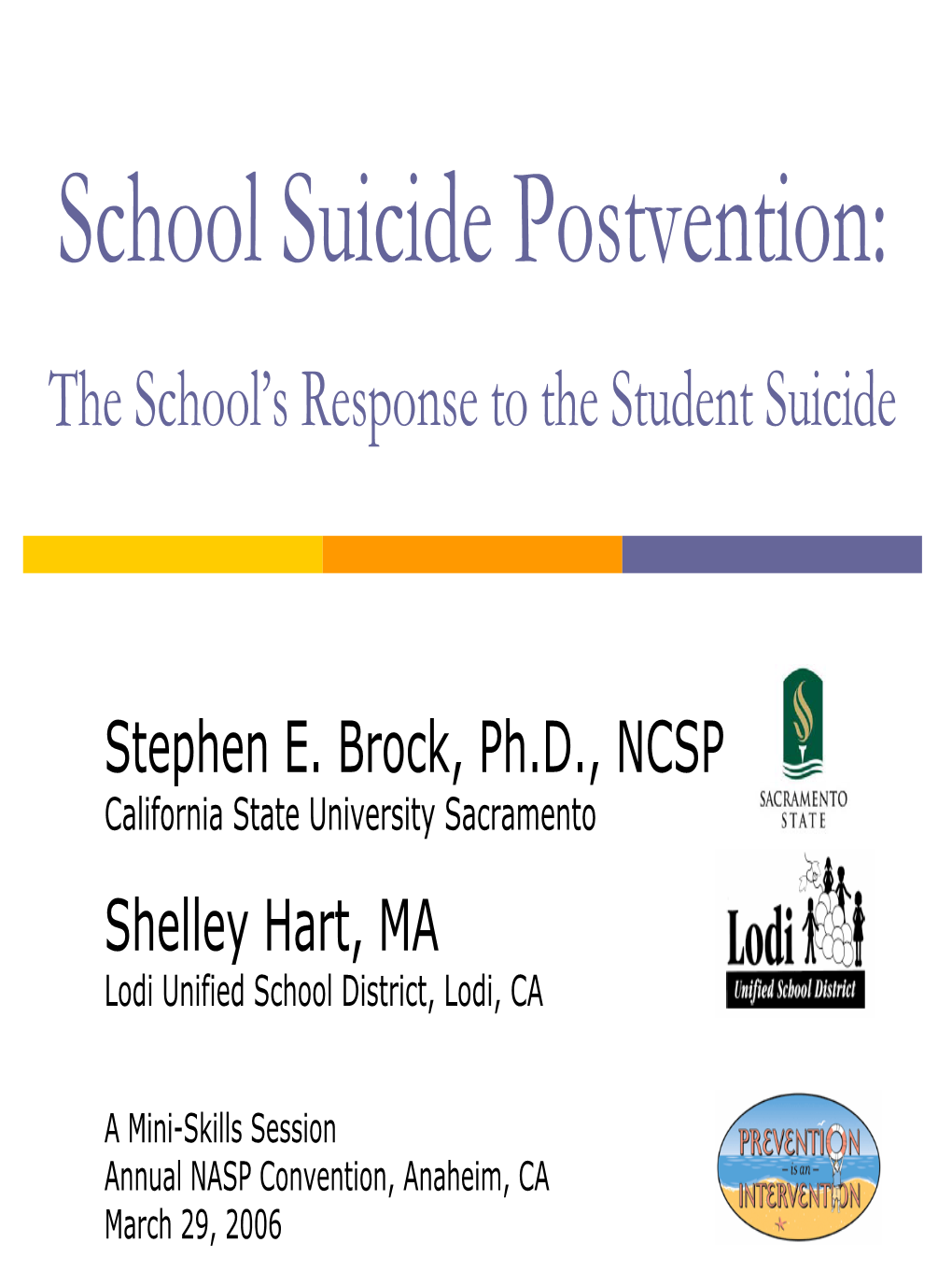 Suicide Postvention. in S