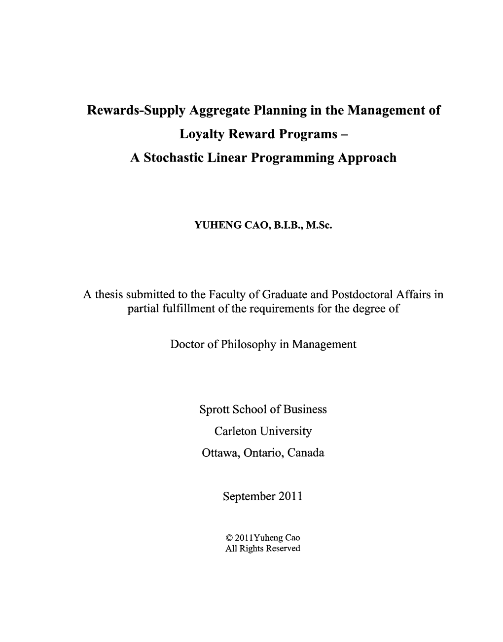 Rewards-Supply Aggregate Planning in the Management of Loyalty Reward Programs - a Stochastic Linear Programming Approach