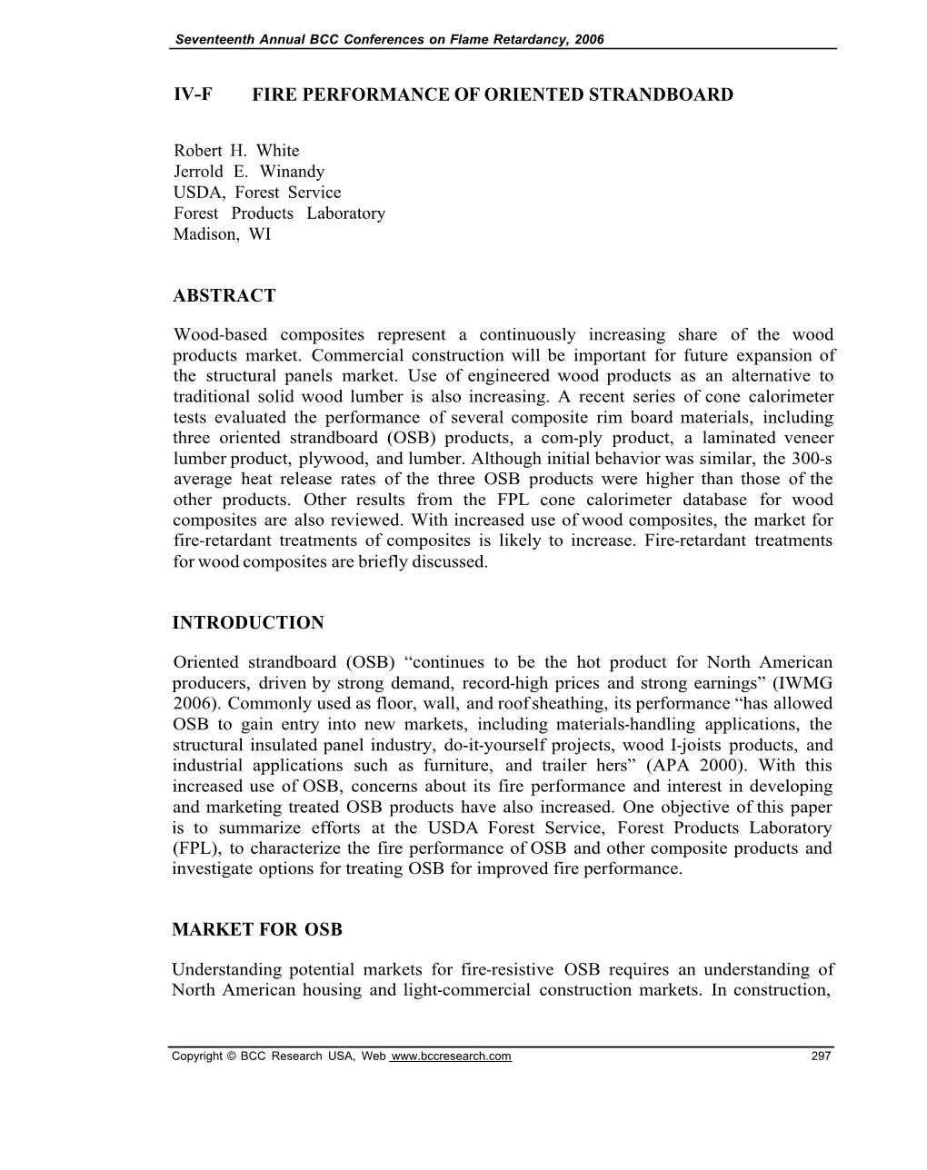 Fire Performance of Oriented Strandboard