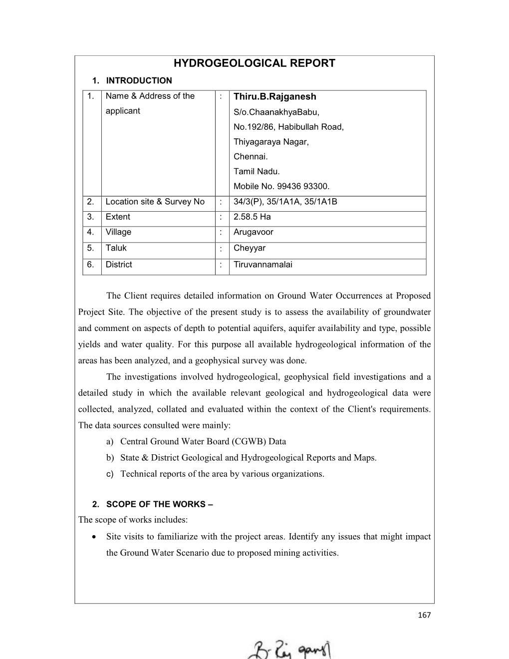 Hydrogeological Report 1