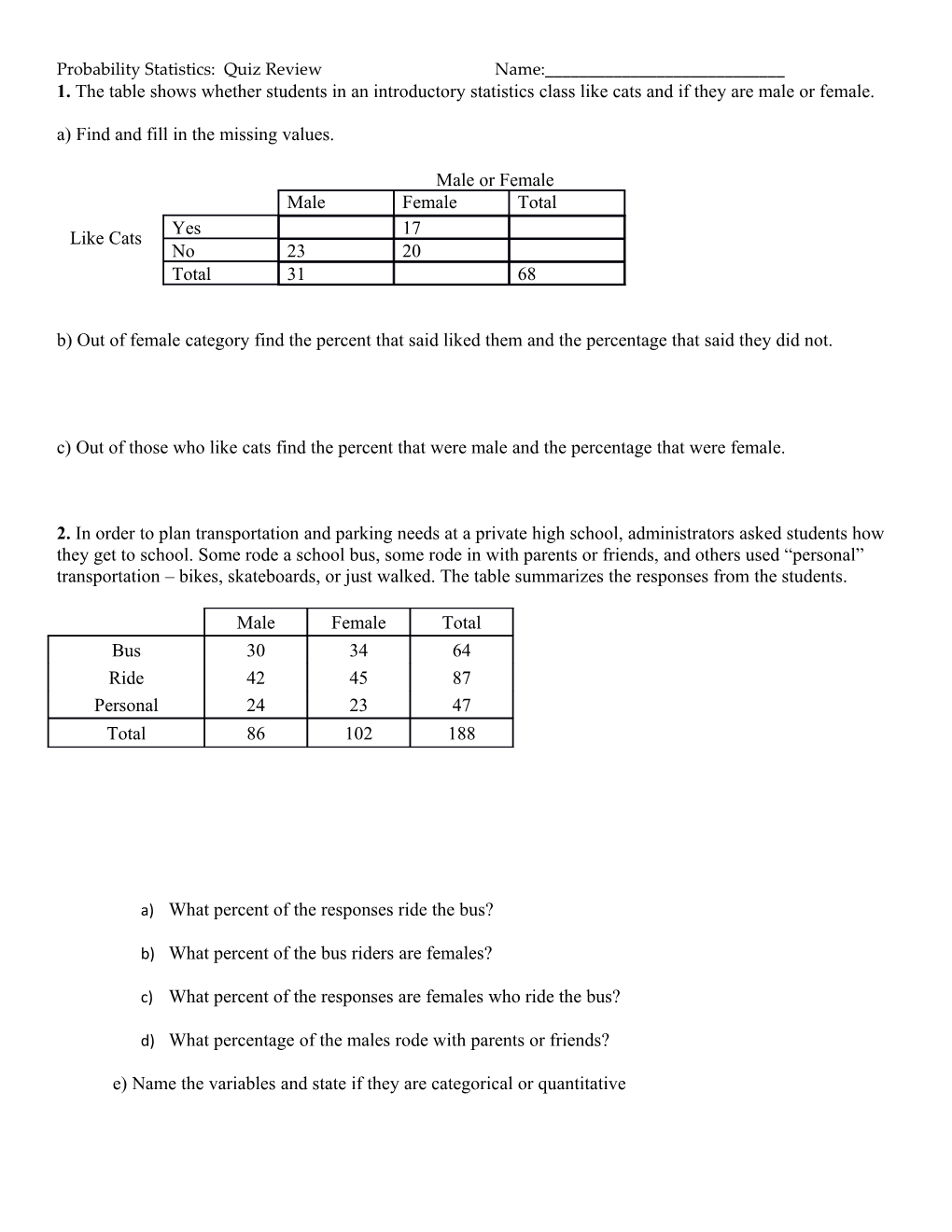 A) Find and Fill in the Missing Values