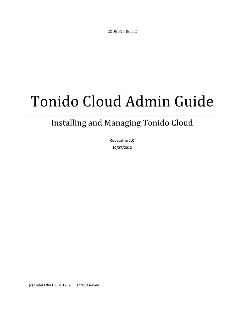 Tonido Cloud Admin Guide