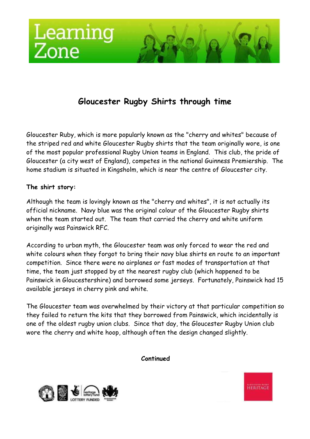Gloucester Rugby Shirts Through Time