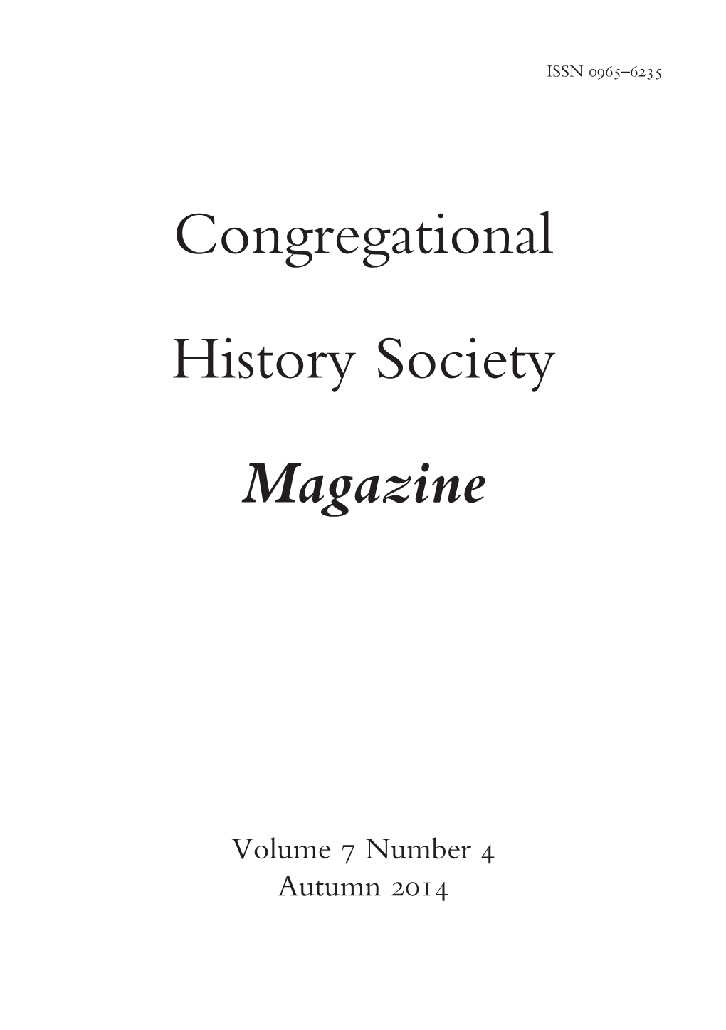 Congregational History Society Magazine