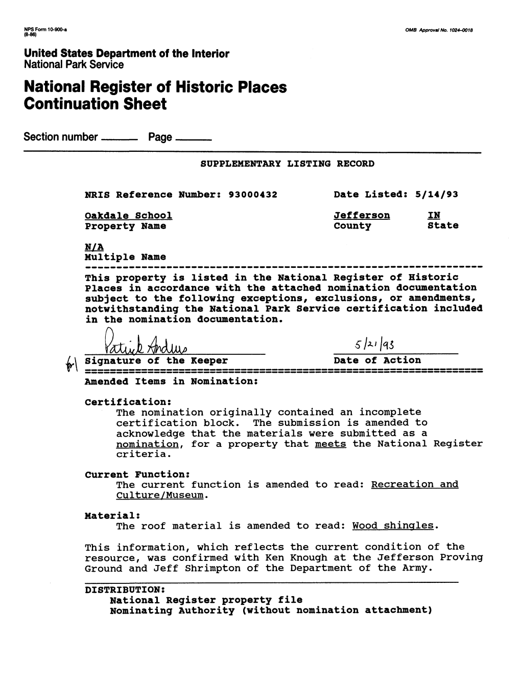 National Register of Historic Places Continuation Sheet