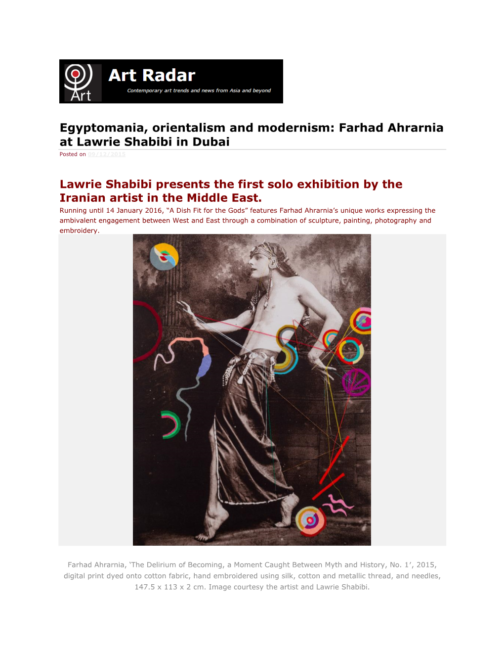 Farhad Ahrarnia at Lawrie Shabibi in Dubai Posted on 09/12/2015