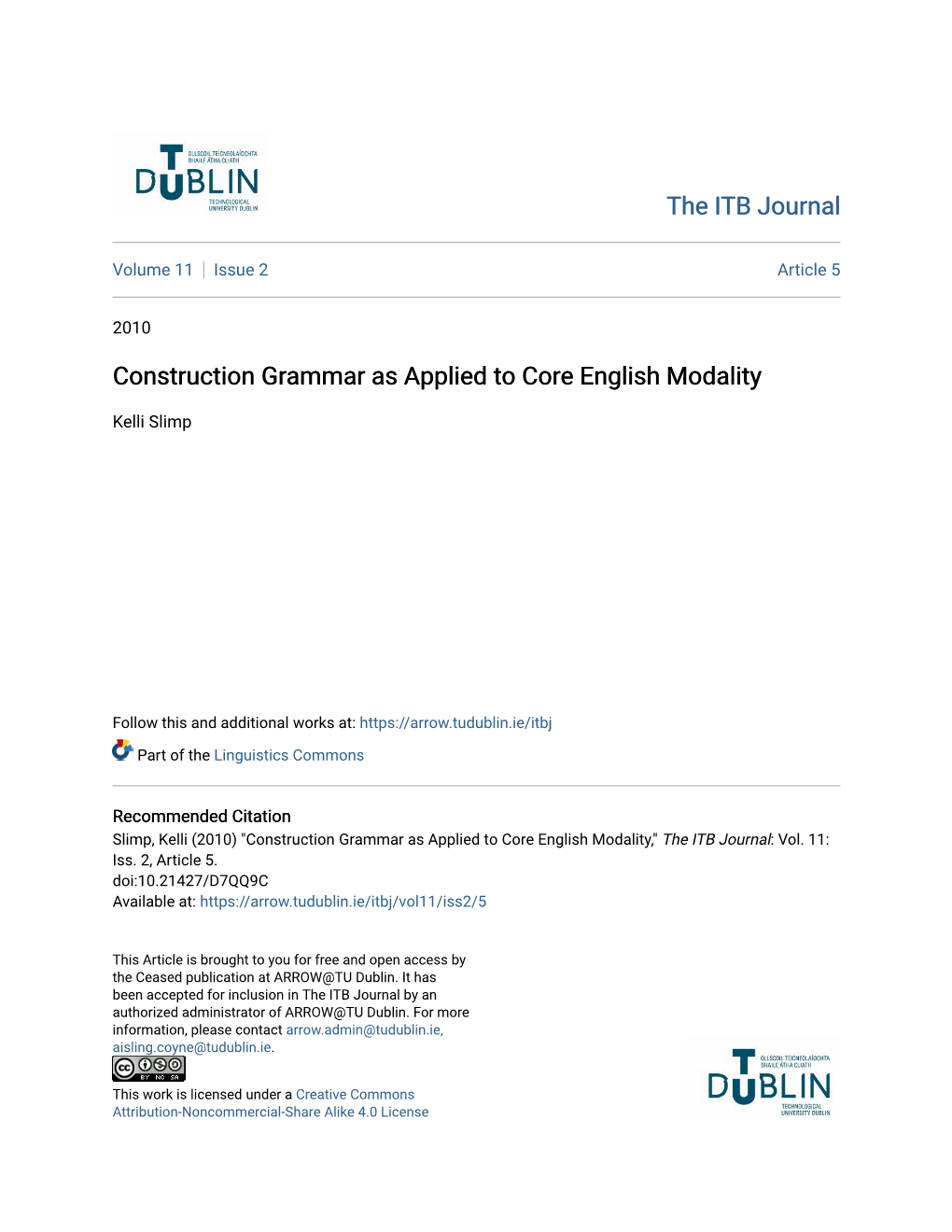 Construction Grammar As Applied to Core English Modality