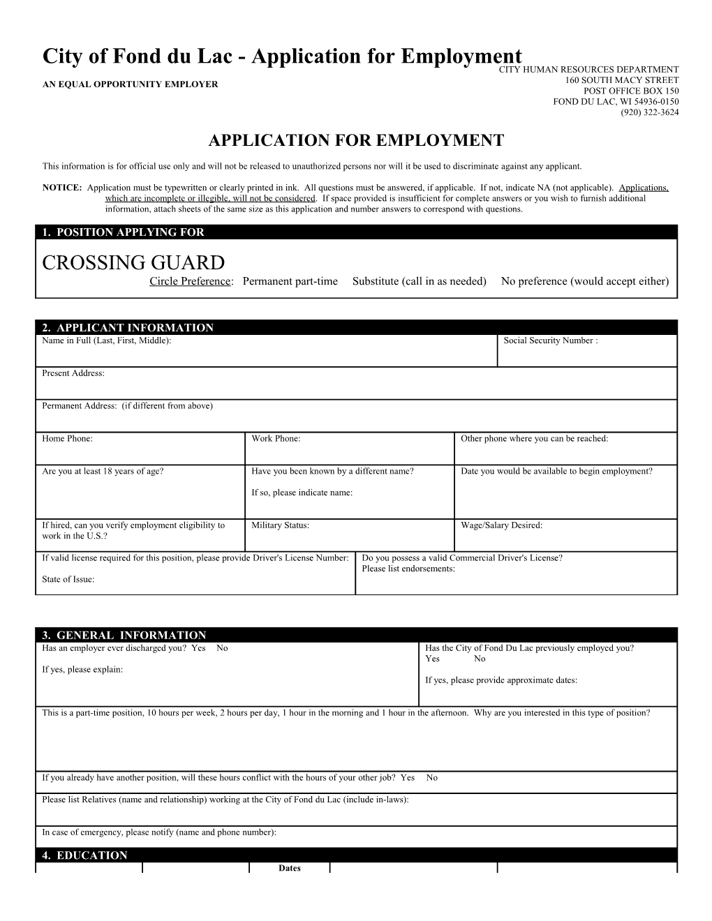 Application for Employment s61