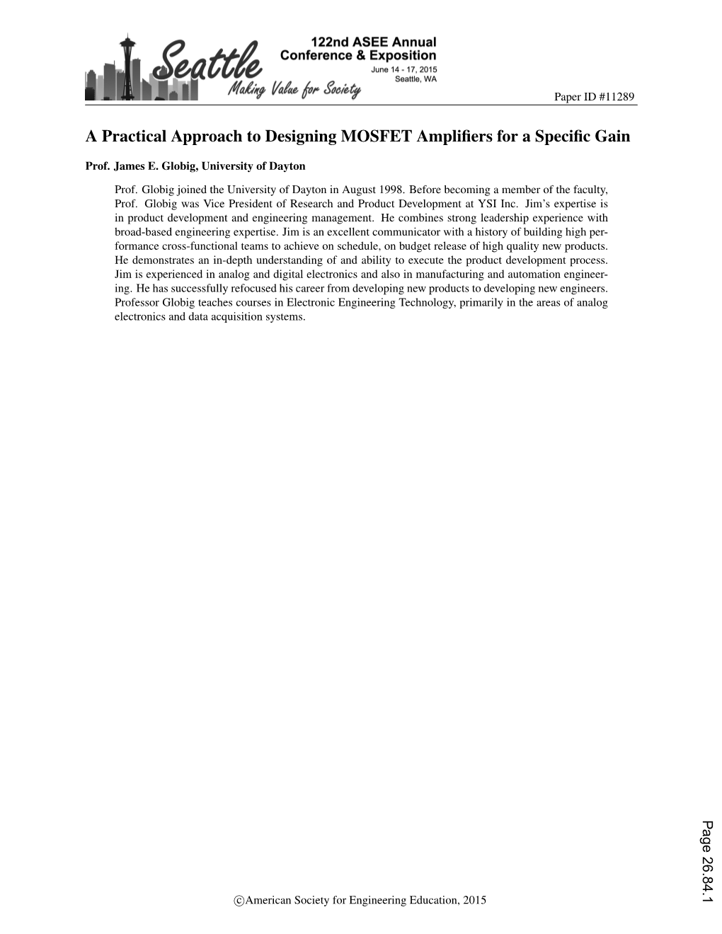 A Practical Approach to Designing MOSFET Amplifiers for a Specific