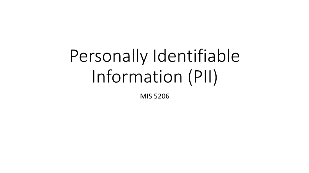 Personally Identifiable Information (PII)