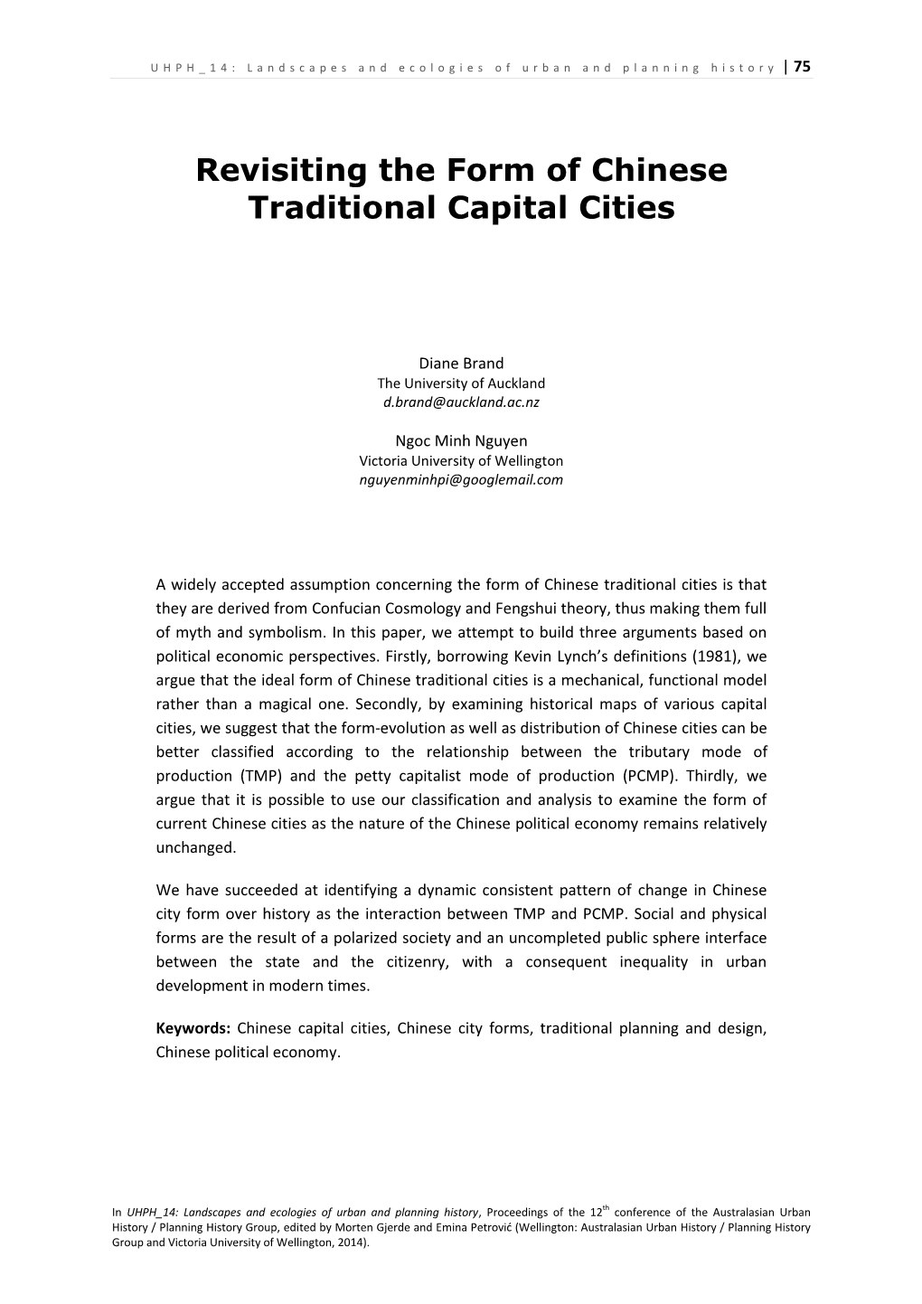 Revisiting the Form of Chinese Traditional Capital Cities