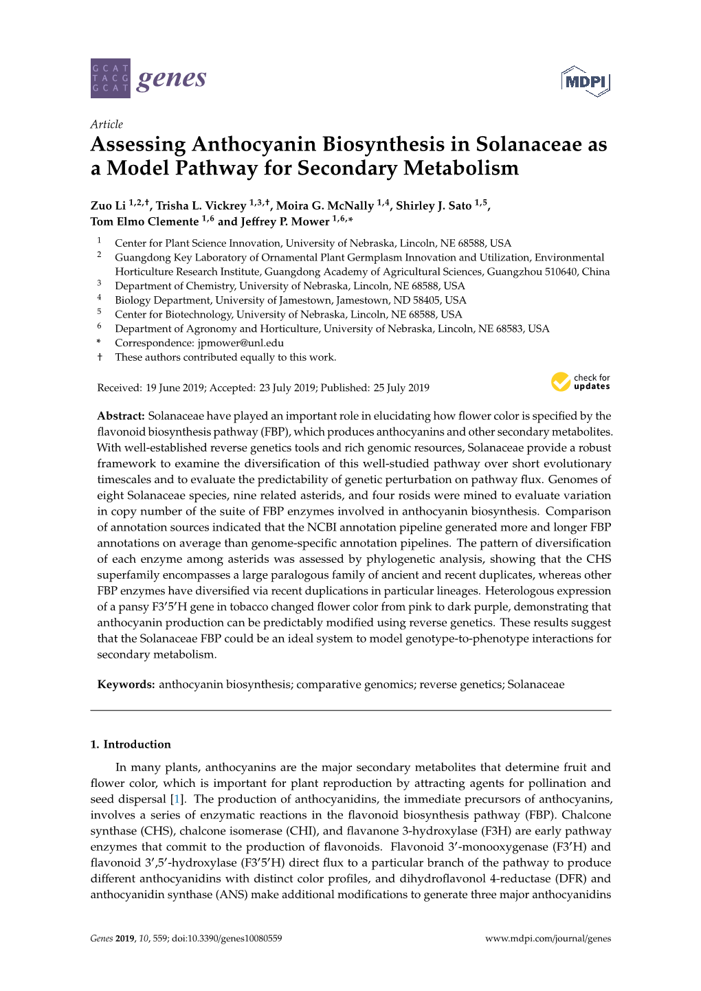 Assessing Anthocyanin Biosynthesis in Solanaceae As a Model Pathway for Secondary Metabolism