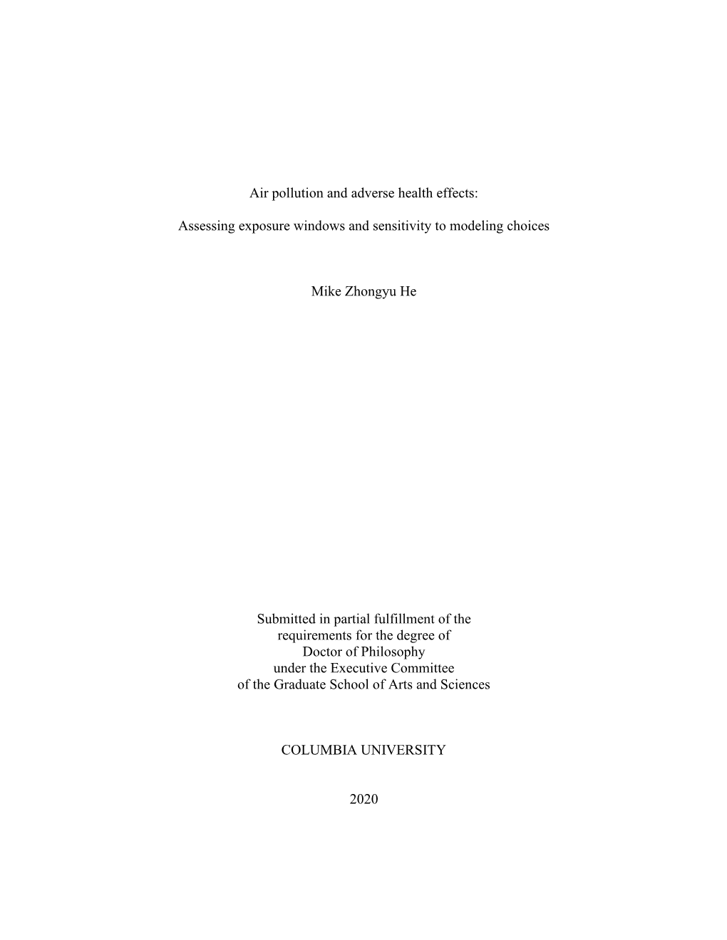 Air Pollution and Adverse Health Effects: Assessing Exposure