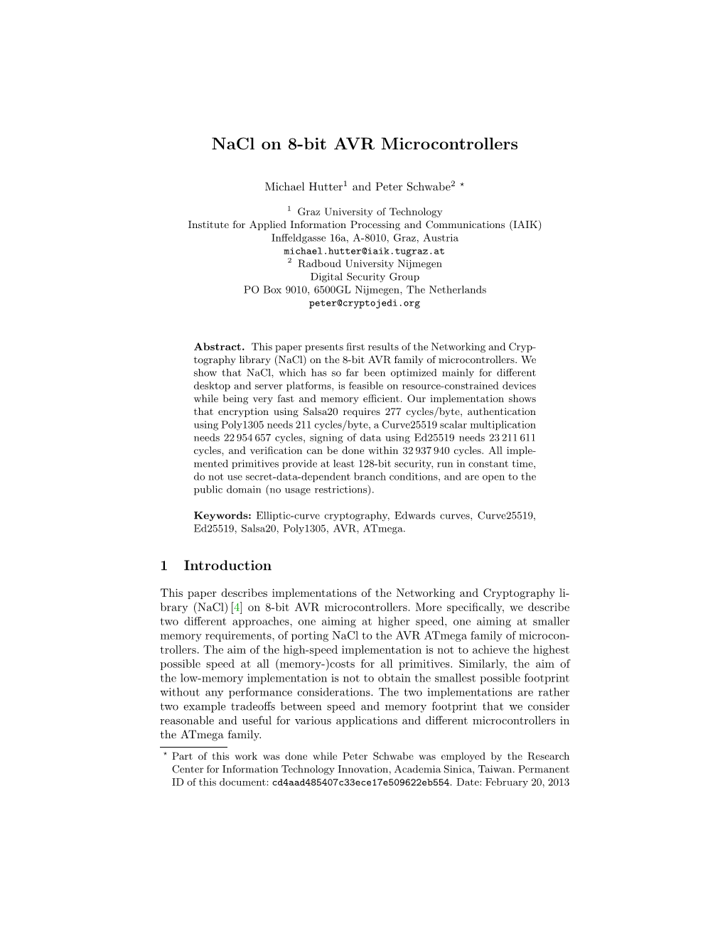 Nacl on 8-Bit AVR Microcontrollers