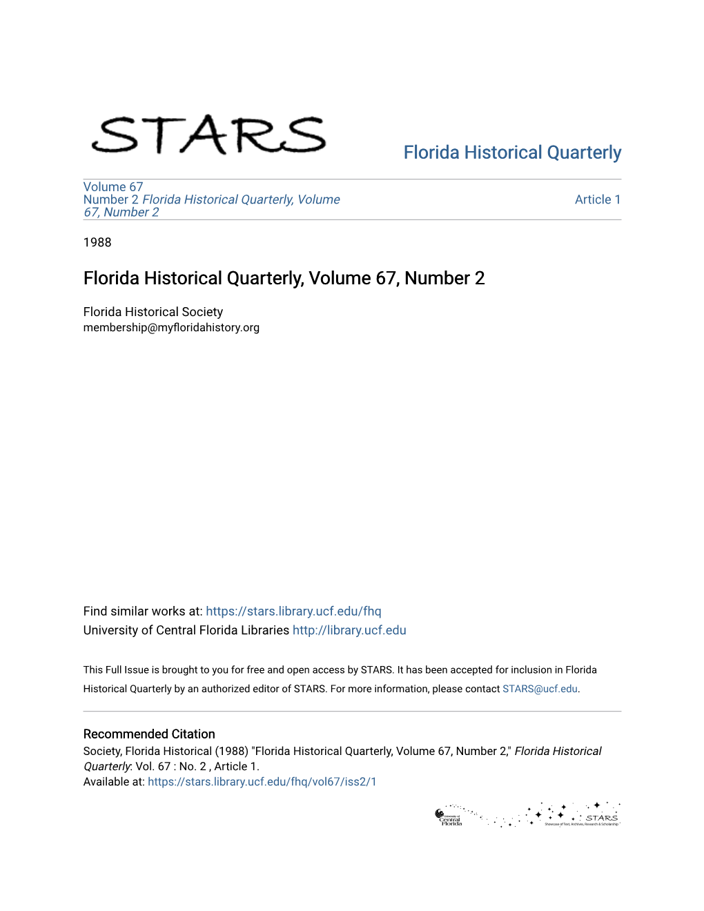 Florida Historical Quarterly, Volume 67, Number 2