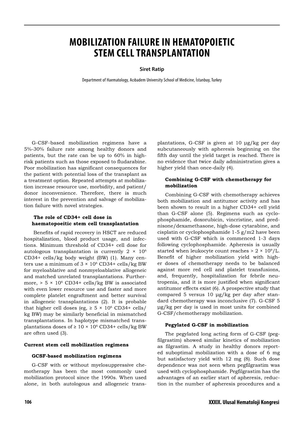 Mobilization Failure in Hematopoietic Stem Cell Transplantation