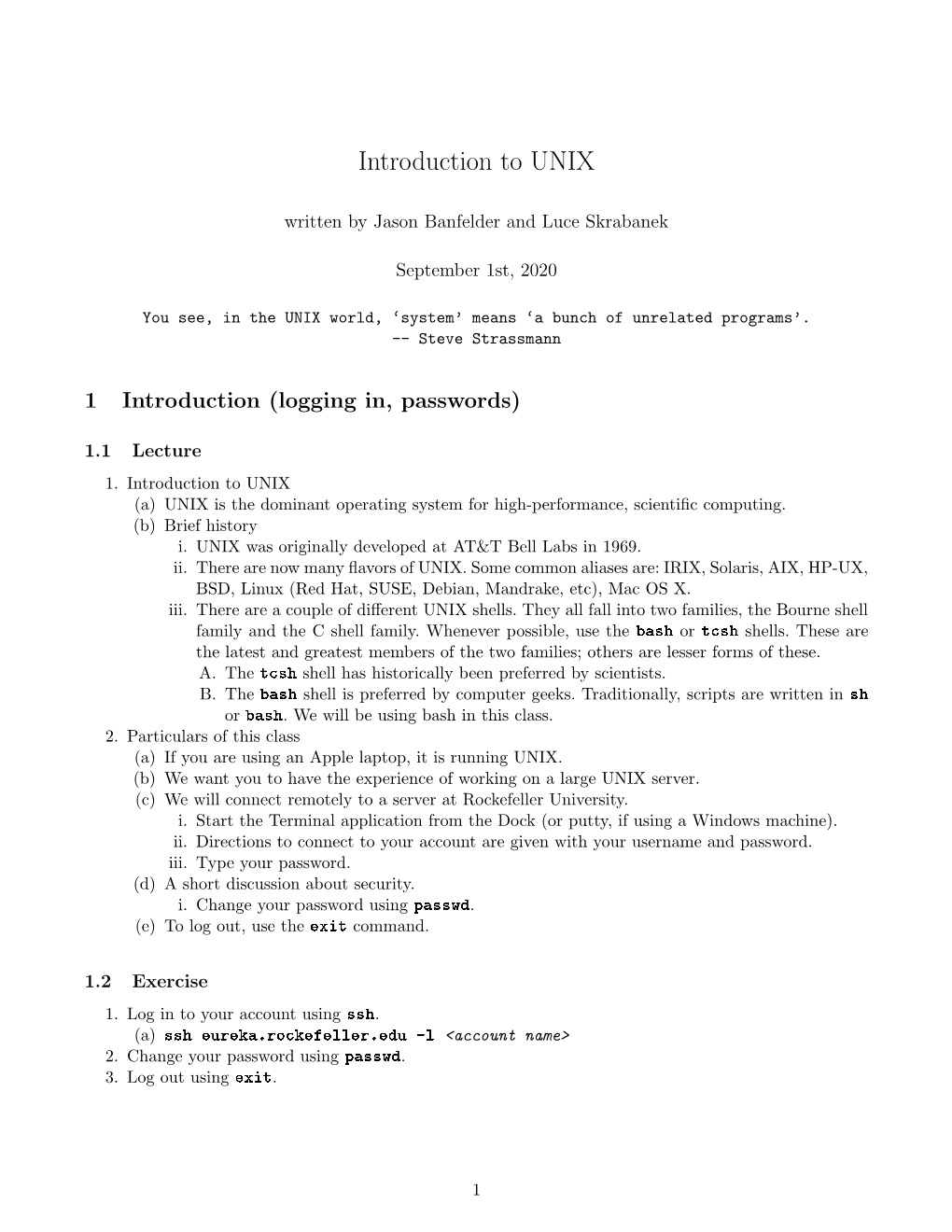 Introduction to UNIX