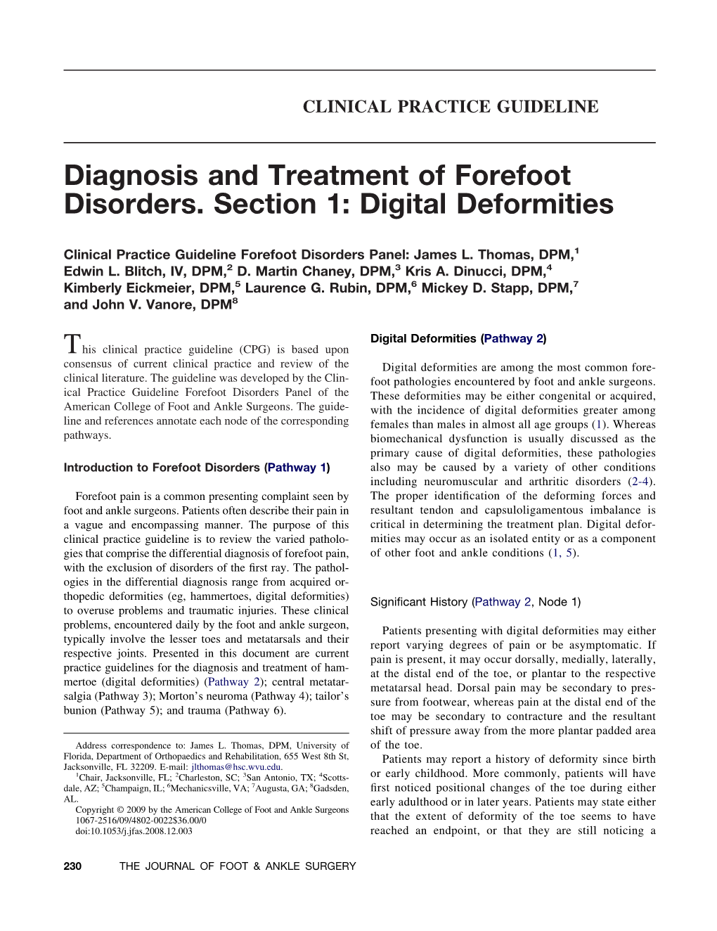 Diagnosis and Treatment of Forefoot Disorders. Section 1: Digital Deformities