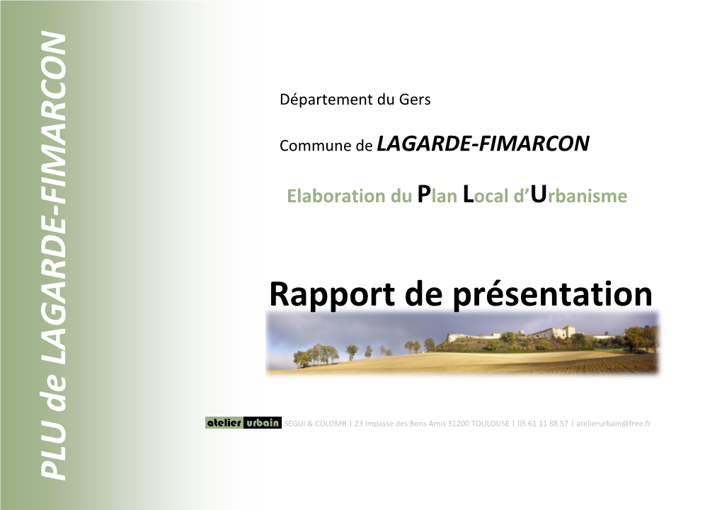 PLU De LAGARDE-FIMARCON Rapport De Présentation