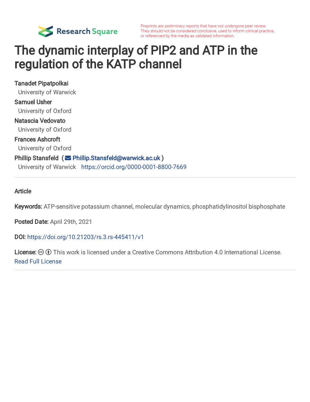 The Dynamic Interplay of PIP2 and ATP in the Regulation of the KATP Channel