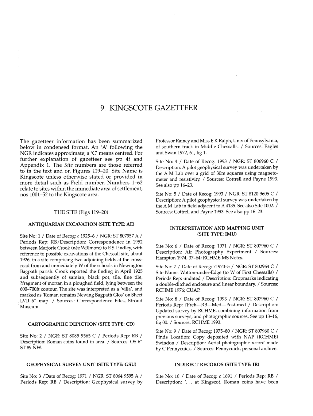 9. Kingscote Gazetteer