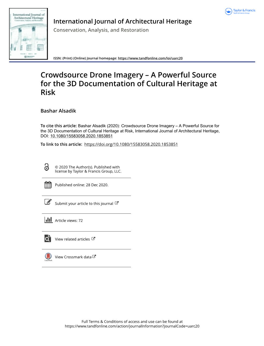 Crowdsource Drone Imagery – a Powerful Source for the 3D Documentation of Cultural Heritage at Risk