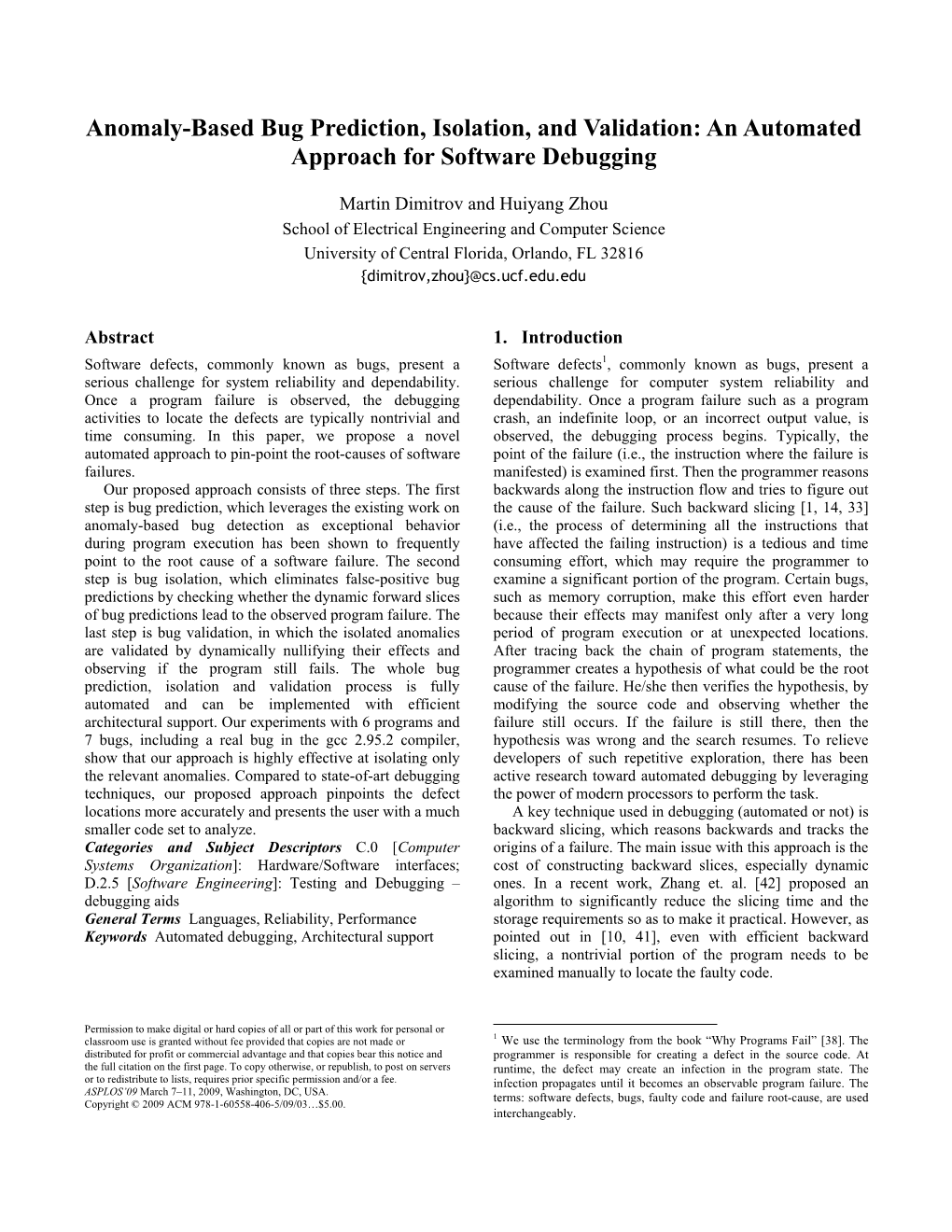 Anomaly-Based Bug Prediction, Isolation, and Validation: an Automated Approach for Software Debugging