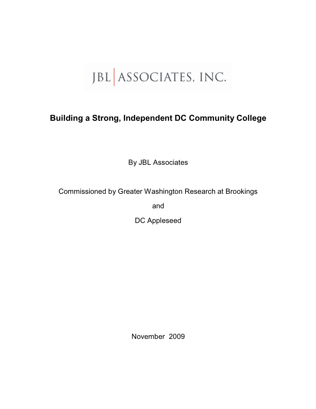 Building a Strong, Independent DC Community College