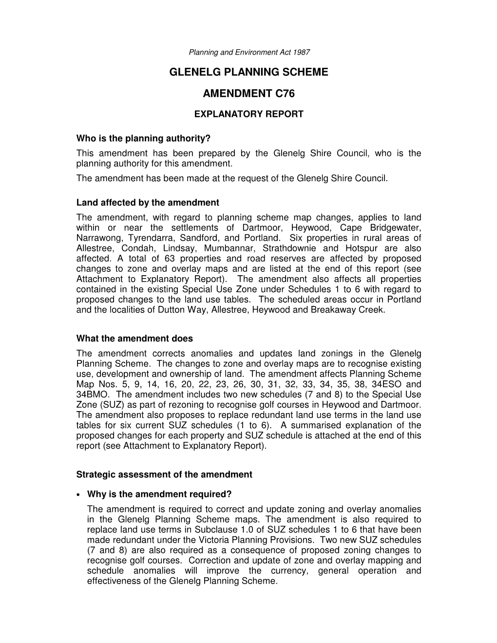 Glenelg Planning Scheme Amendment