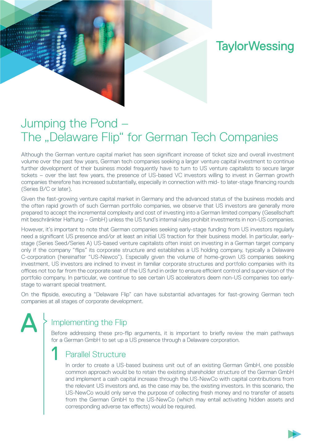 Jumping the Pond – the „Delaware Flip“ for German Tech Companies