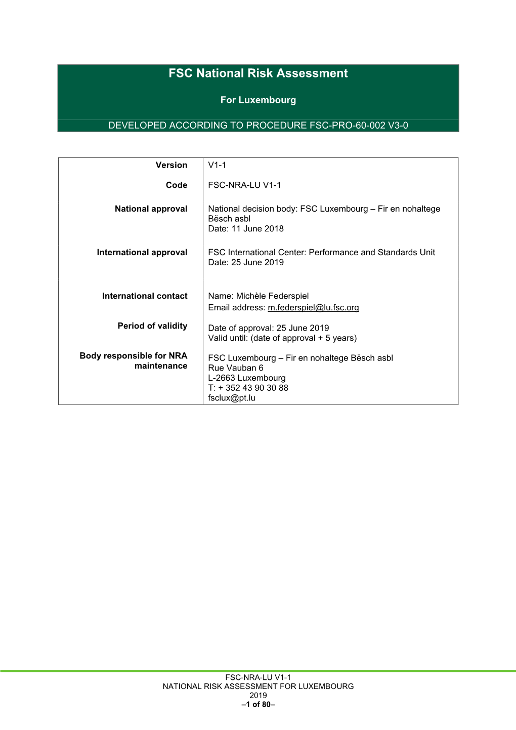 FSC National Risk Assessment