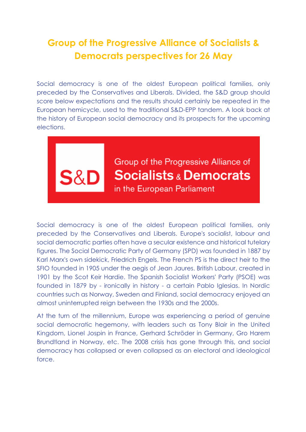 Group of the Progressive Alliance of Socialists & Democrats