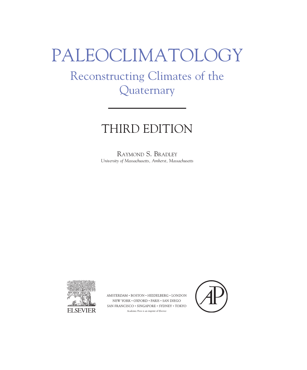 PALEOCLIMATOLOGY Reconstructing Climates of the Quaternary