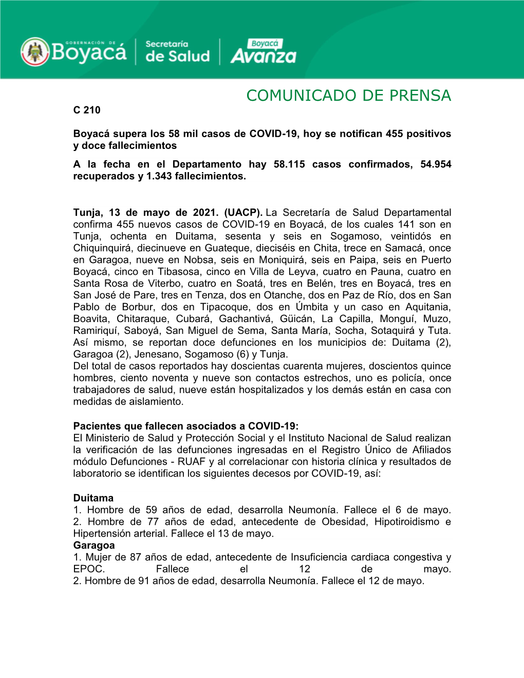 Comunicado De Prensa C 210