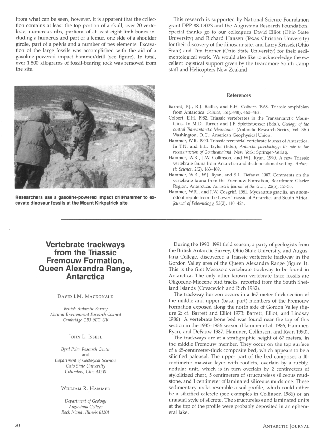 Vertebrate Trackways from the Triassic Fremouw Formation, Queen