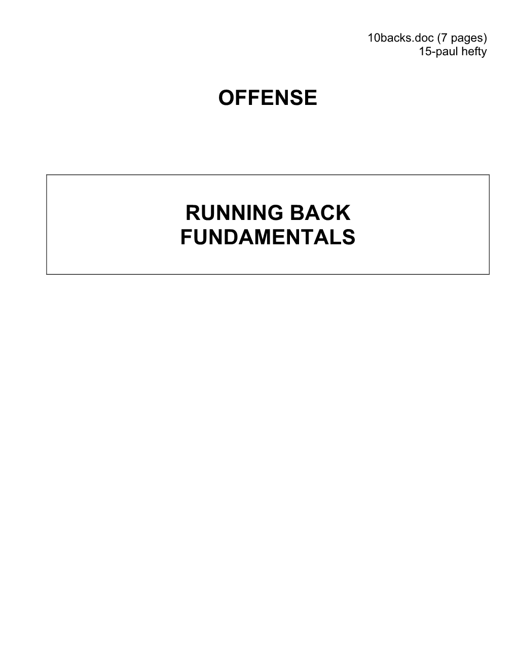 Offense Running Back Fundamentals