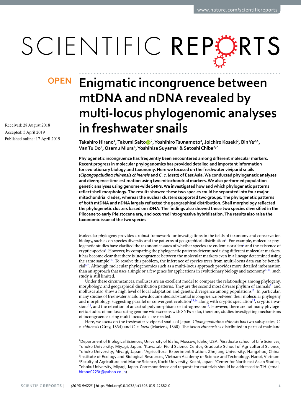 Enigmatic Incongruence Between Mtdna and Ndna Revealed by Multi