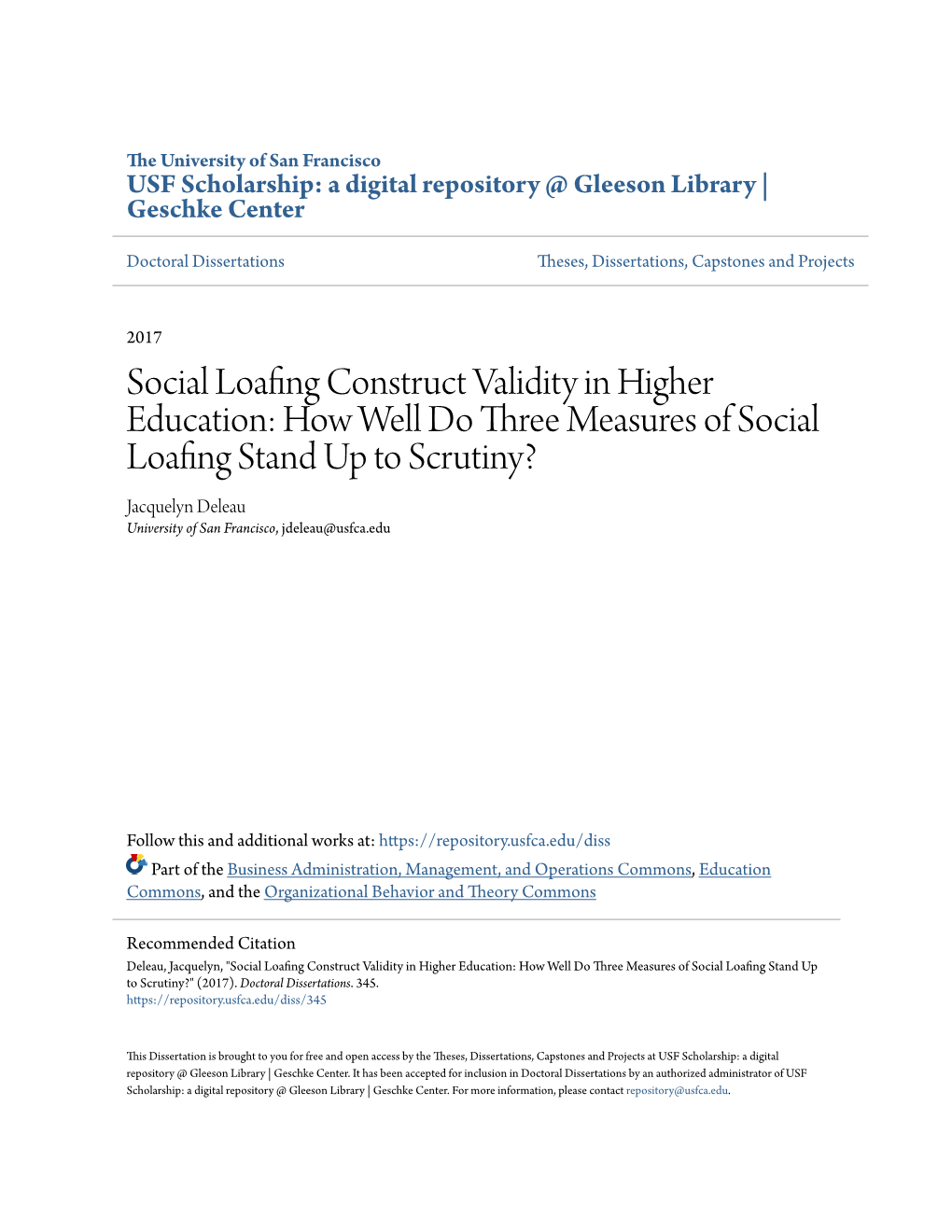 Social Loafing Construct Validity In