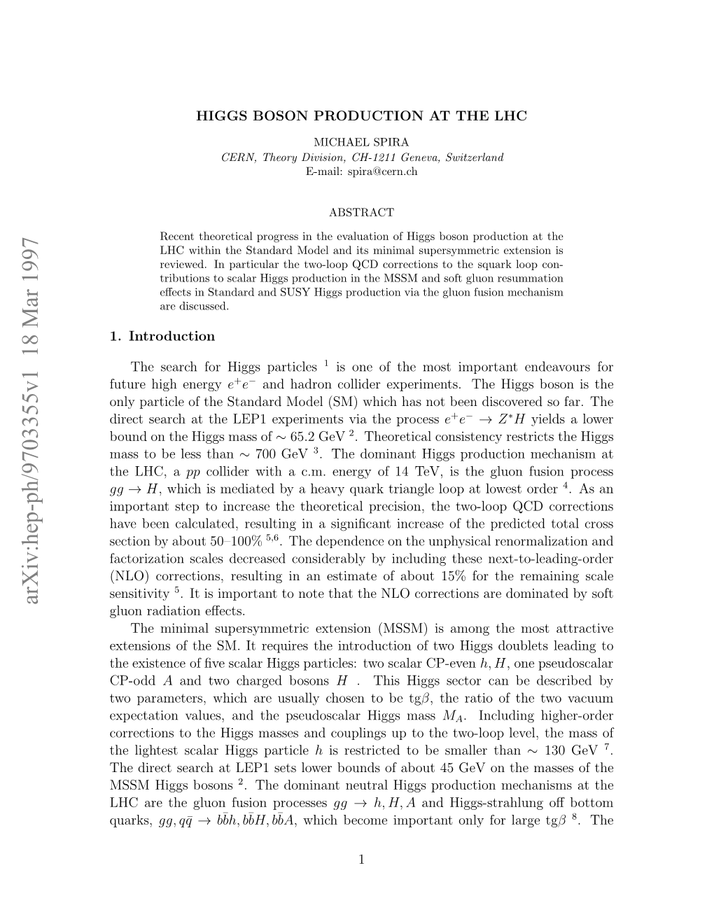 Arxiv:Hep-Ph/9703355V1 18 Mar 1997