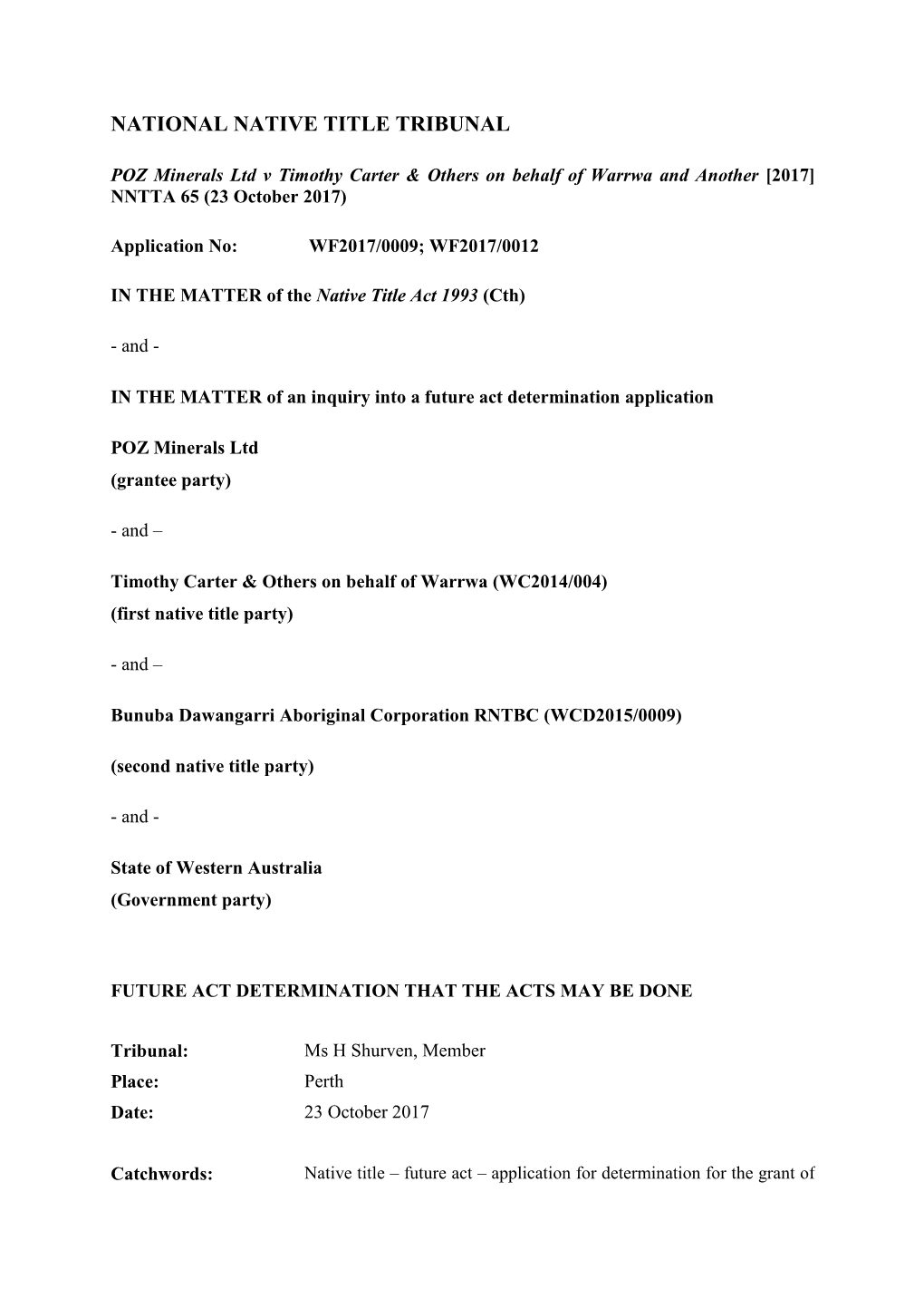 National Native Title Tribunal