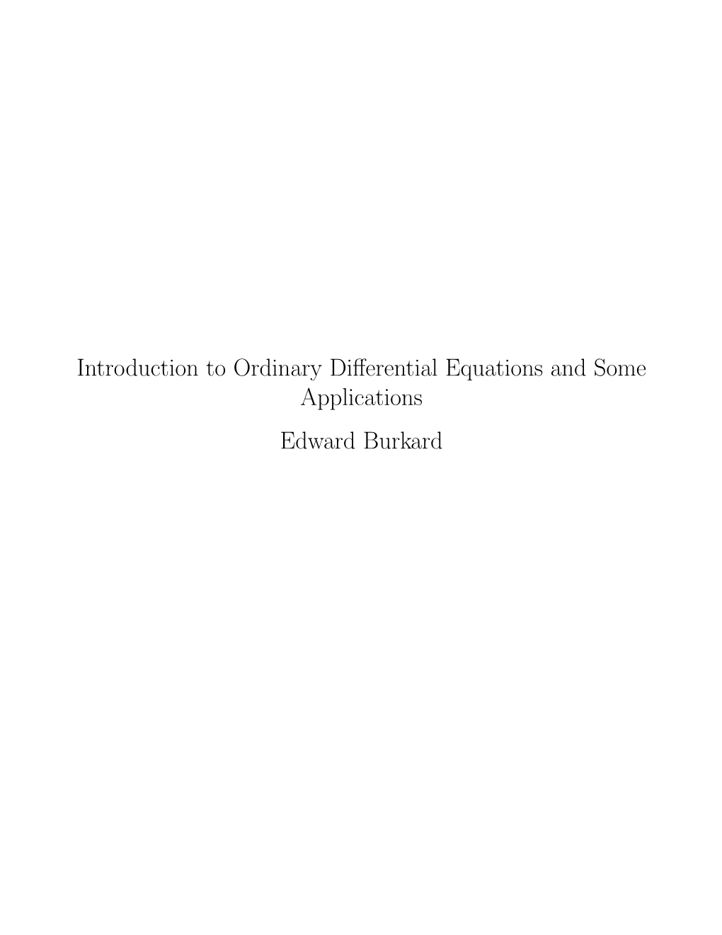 Introduction to Ordinary Differential