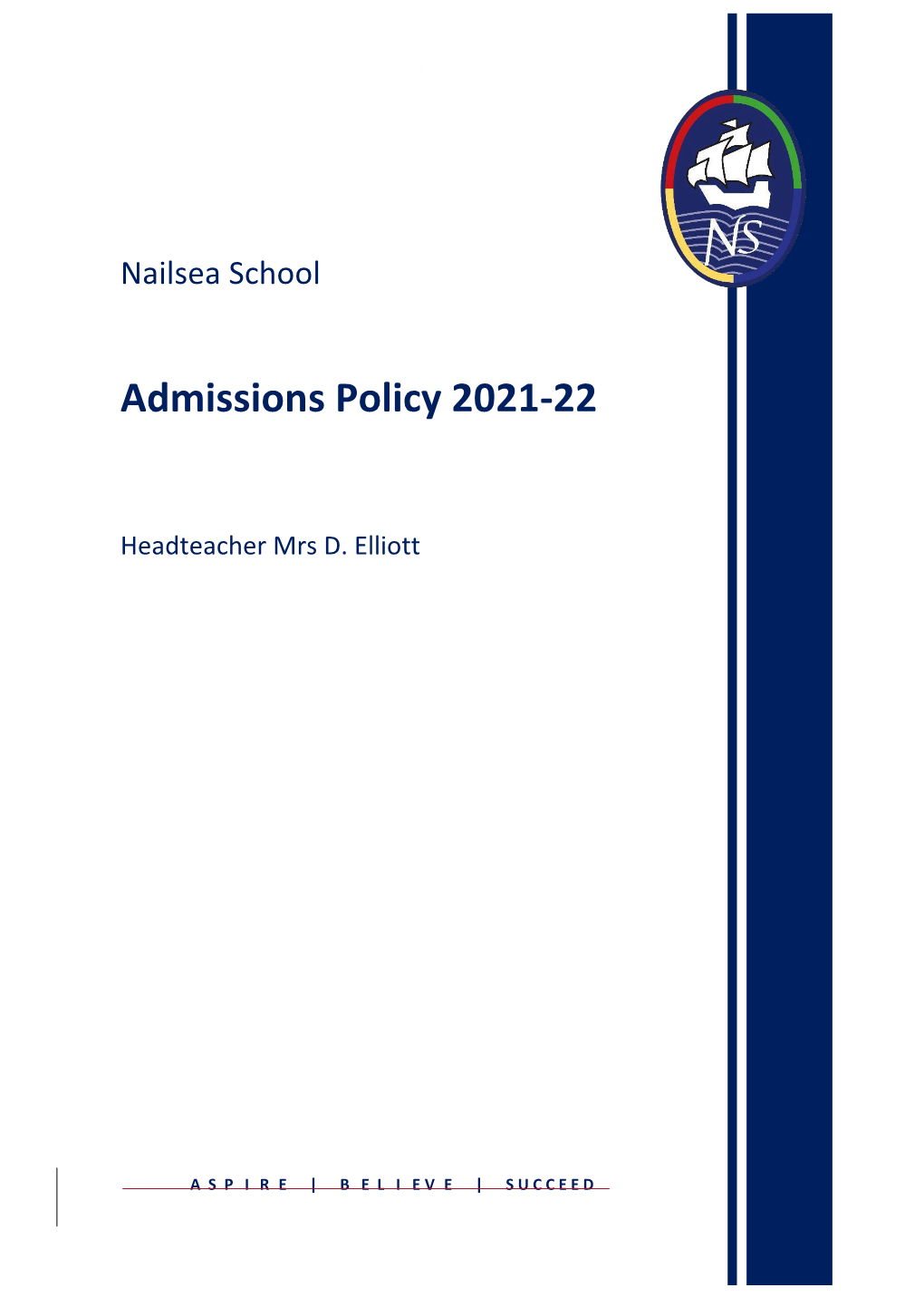 Admissions Policy 2021-22