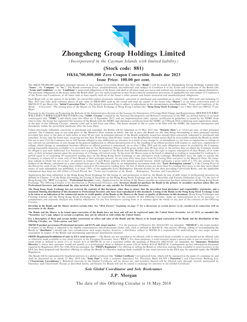 Zhongsheng Group Holdings Limited