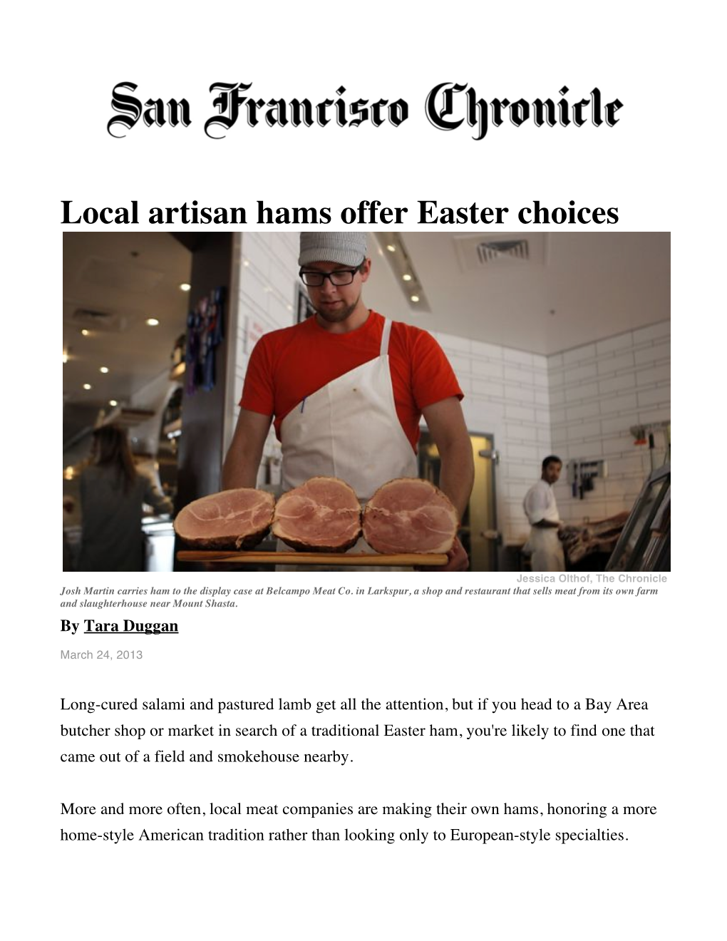 Local Artisan Hams Offer Easter Choices