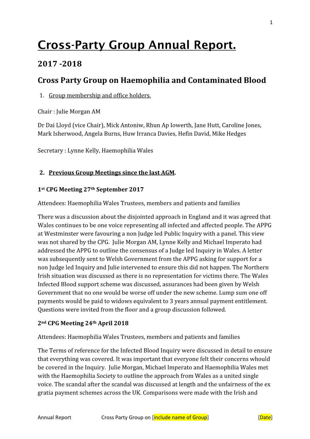 Cross-Party Group Annual Report